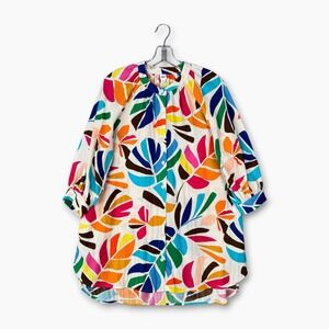 Tabitha Brown Cover Up Shirtdress Botanical Print Multicolor XS